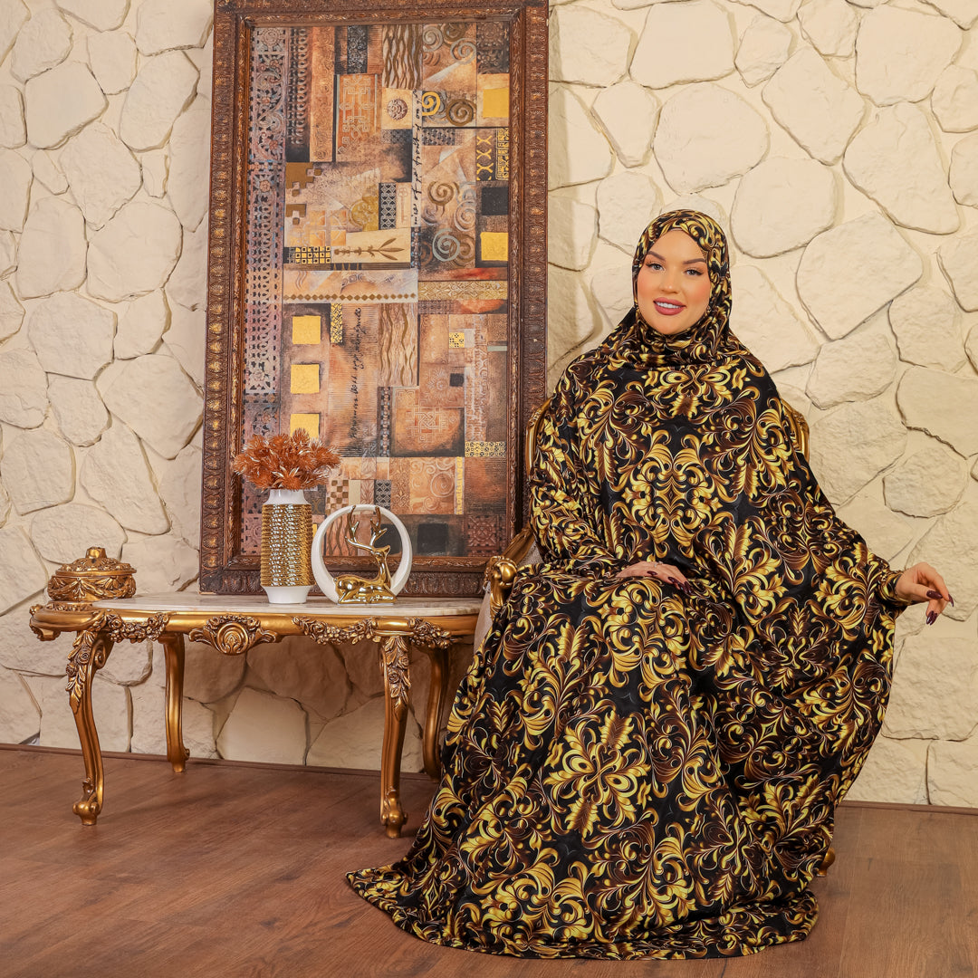 Practical  Bahraini prayer dress with headscarf- printed