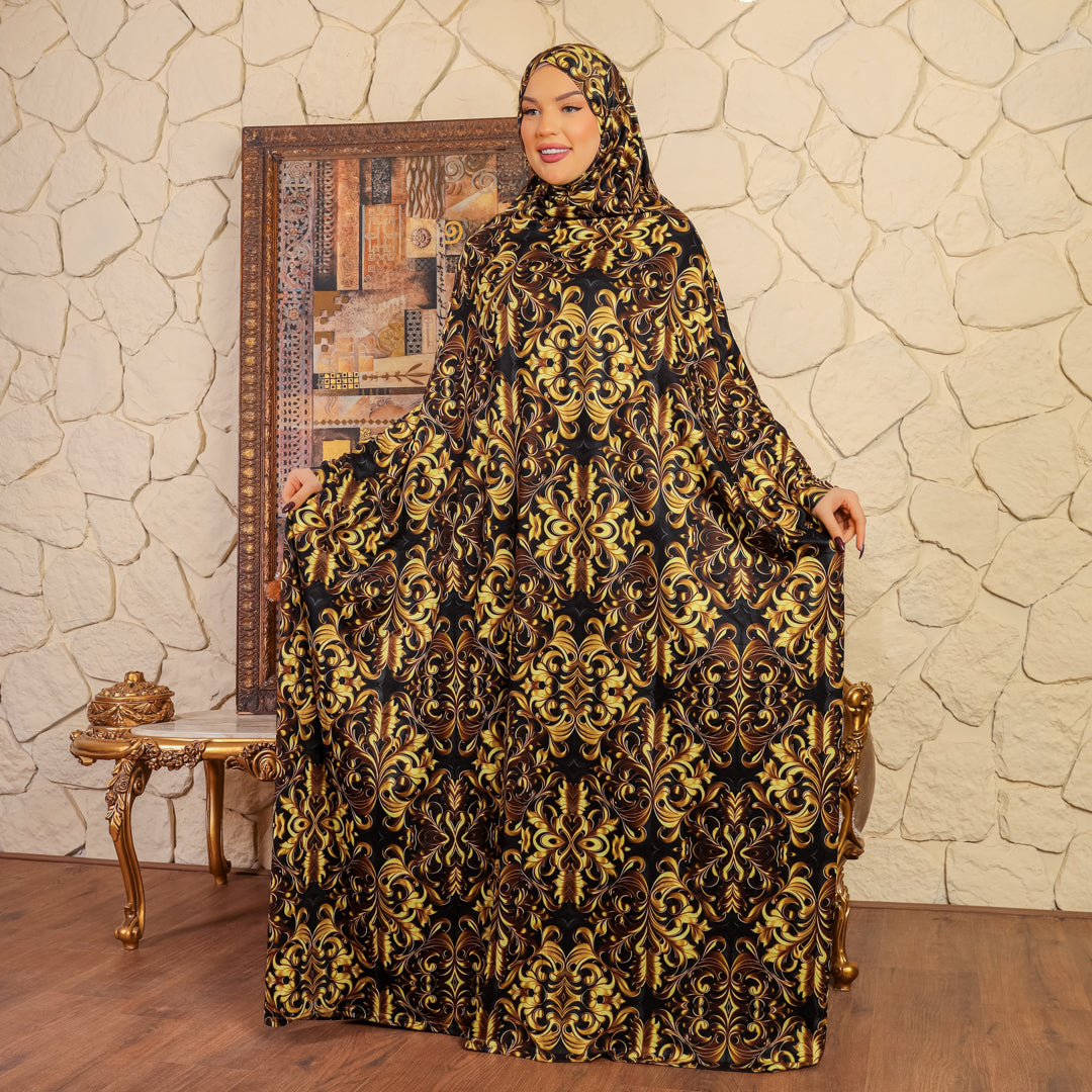 Practical  Bahraini prayer dress with headscarf- printed
