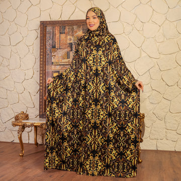Practical  Bahraini prayer dress with headscarf- printed