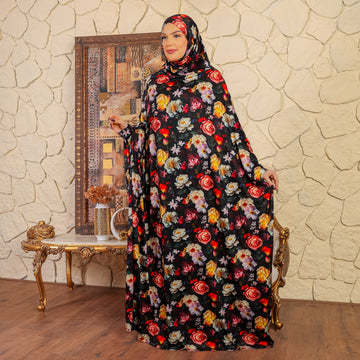 Practical  Bahraini prayer dress with headscarf- printed