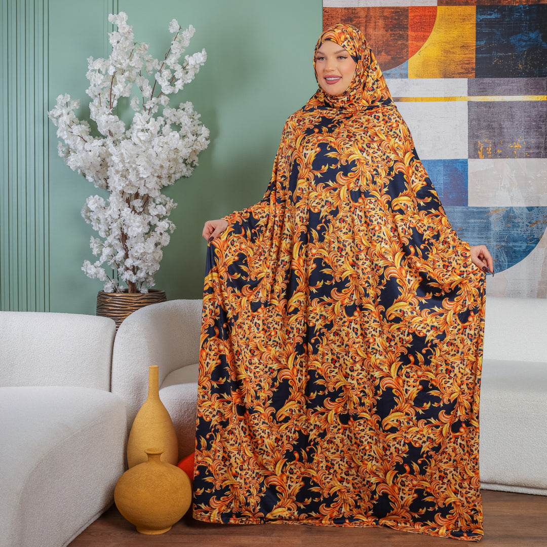 Practical  Bahraini prayer dress with headscarf- printed