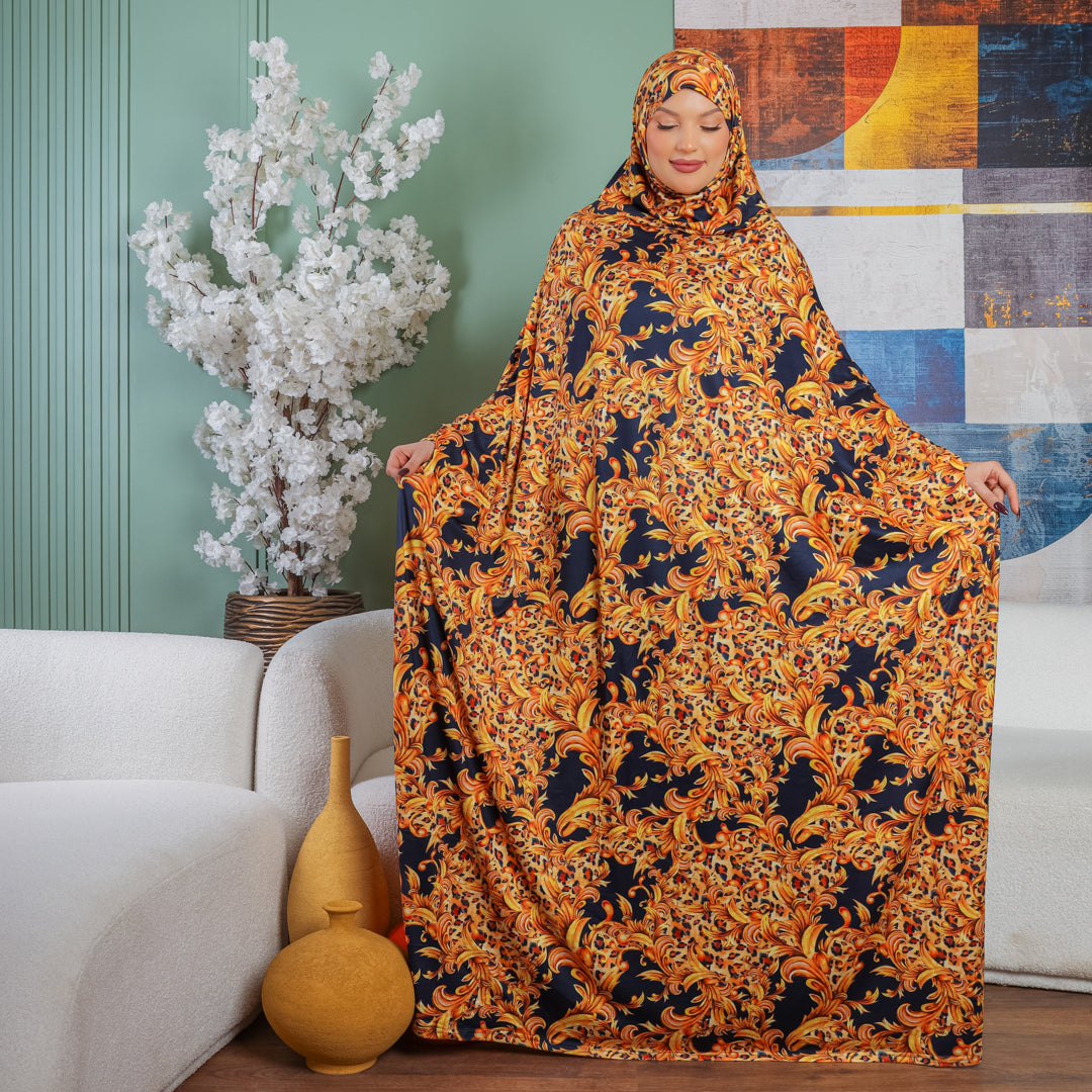 Practical  Bahraini prayer dress with headscarf- printed
