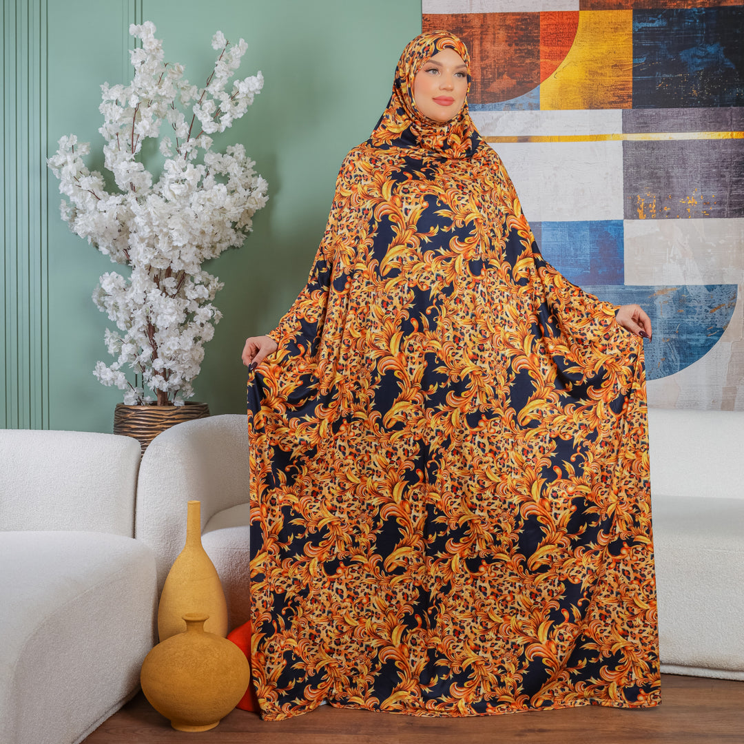 Practical  Bahraini prayer dress with headscarf- printed