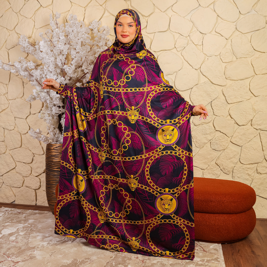 Practical  Bahraini prayer dress with headscarf- printed