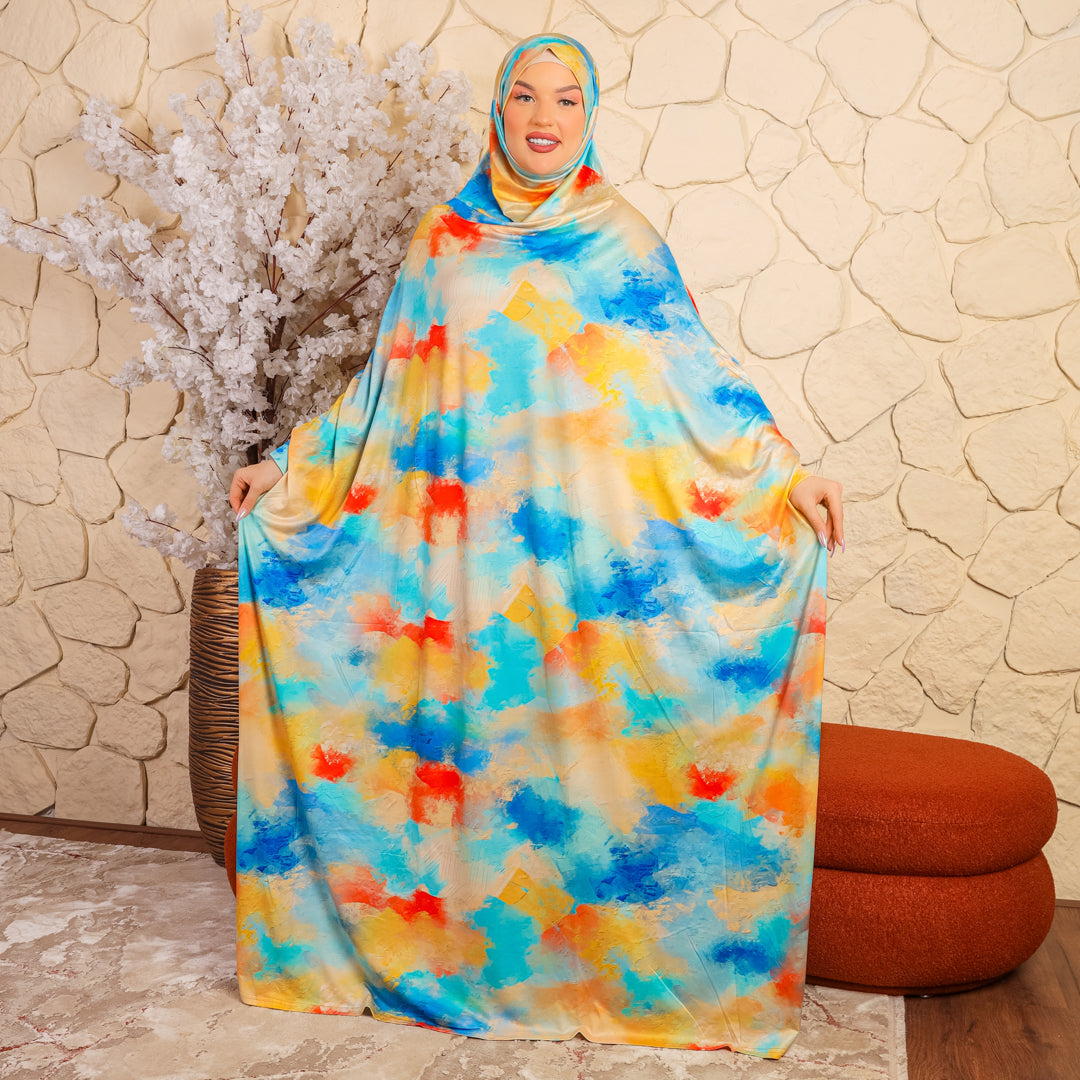 Practical  Bahraini prayer dress with headscarf- printed