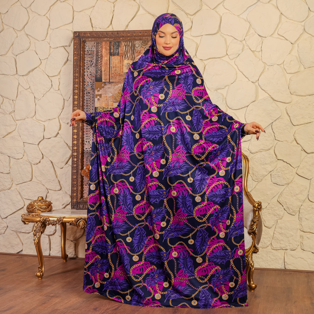 Practical  Bahraini prayer dress with headscarf- printed