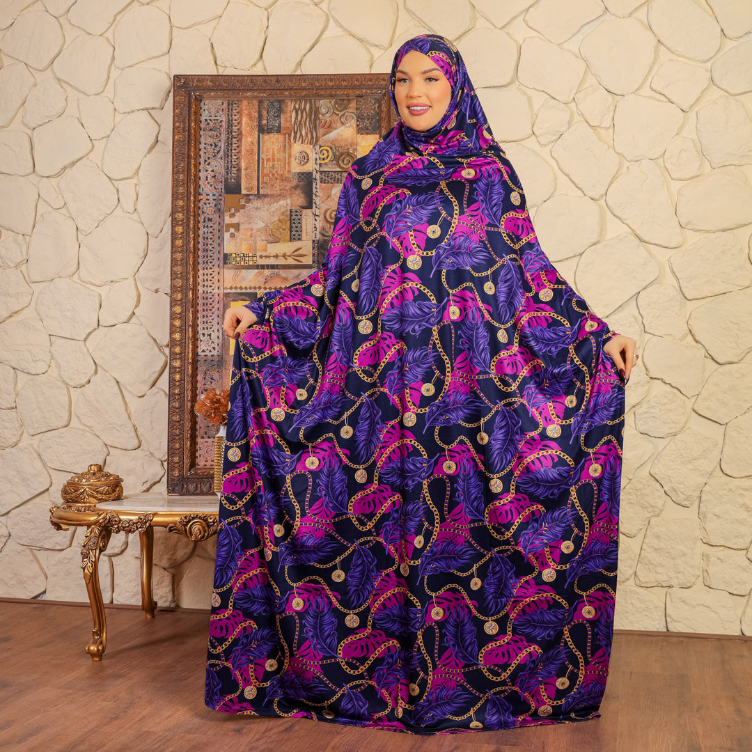 Practical  Bahraini prayer dress with headscarf- printed
