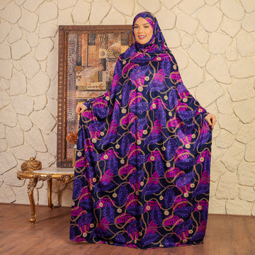 Practical  Bahraini prayer dress with headscarf- printed
