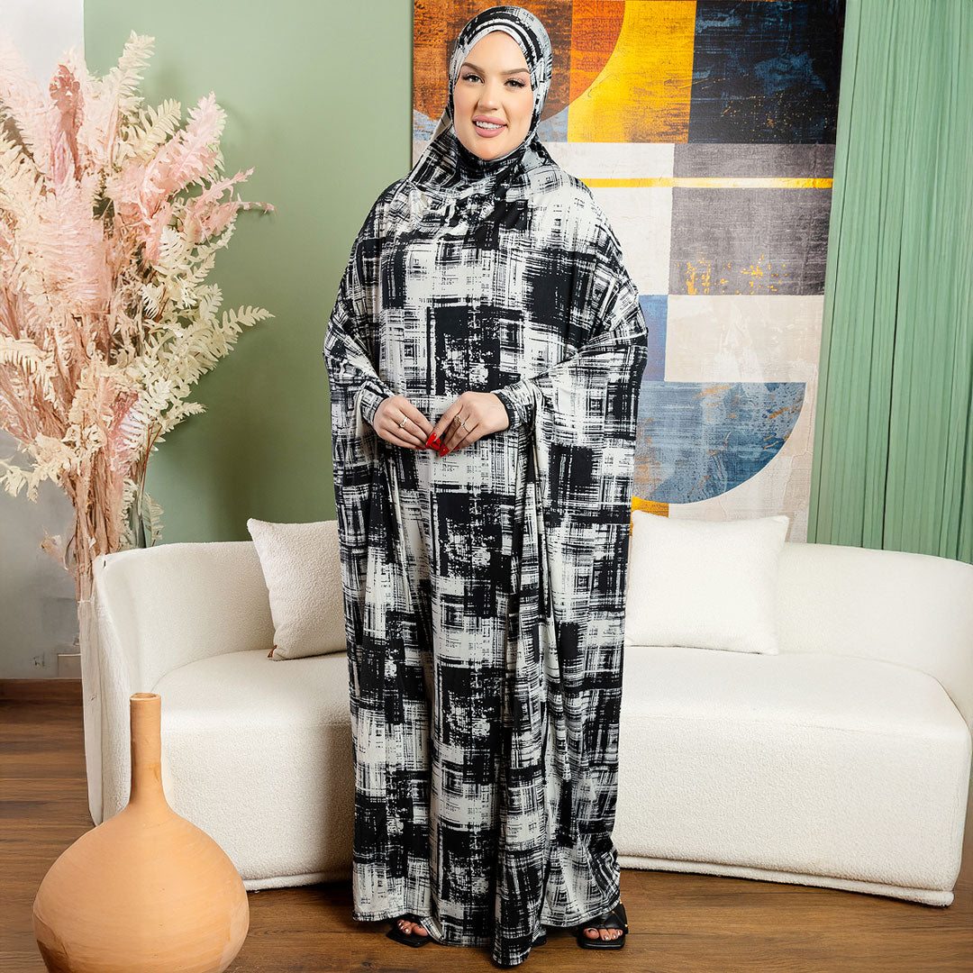 Practical  Kuwaiti Jersey prayer dress  with headscarf