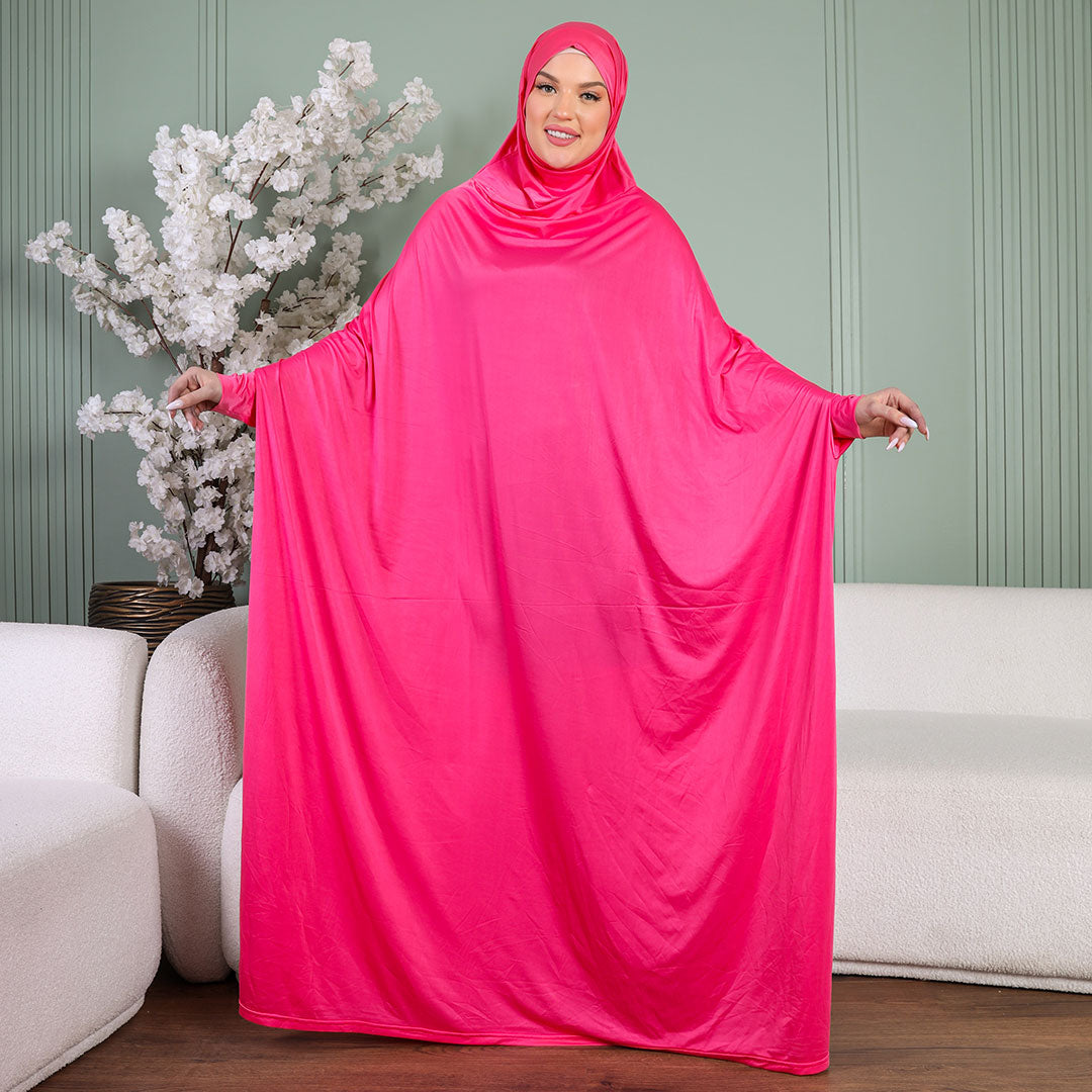 Practical  Kuwaiti Jersey prayer dress  with headscarf - plain