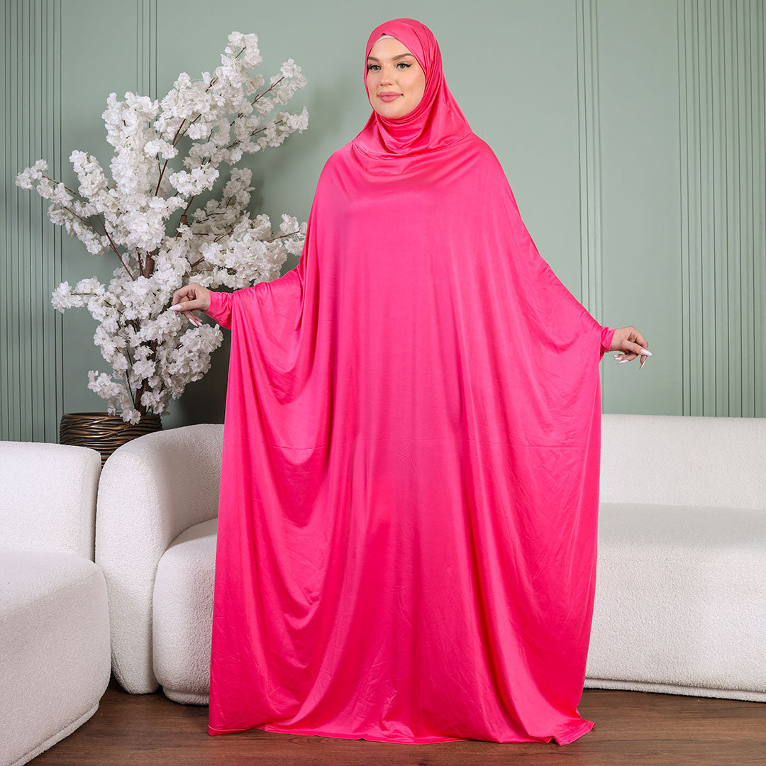 Practical  Kuwaiti Jersey prayer dress  with headscarf - plain