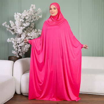 Practical  Kuwaiti Jersey prayer dress  with headscarf - plain