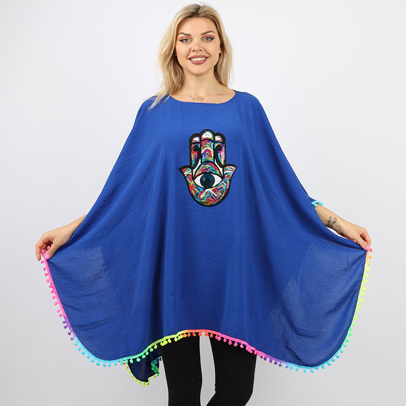 Crepe Poncho - Embroidered