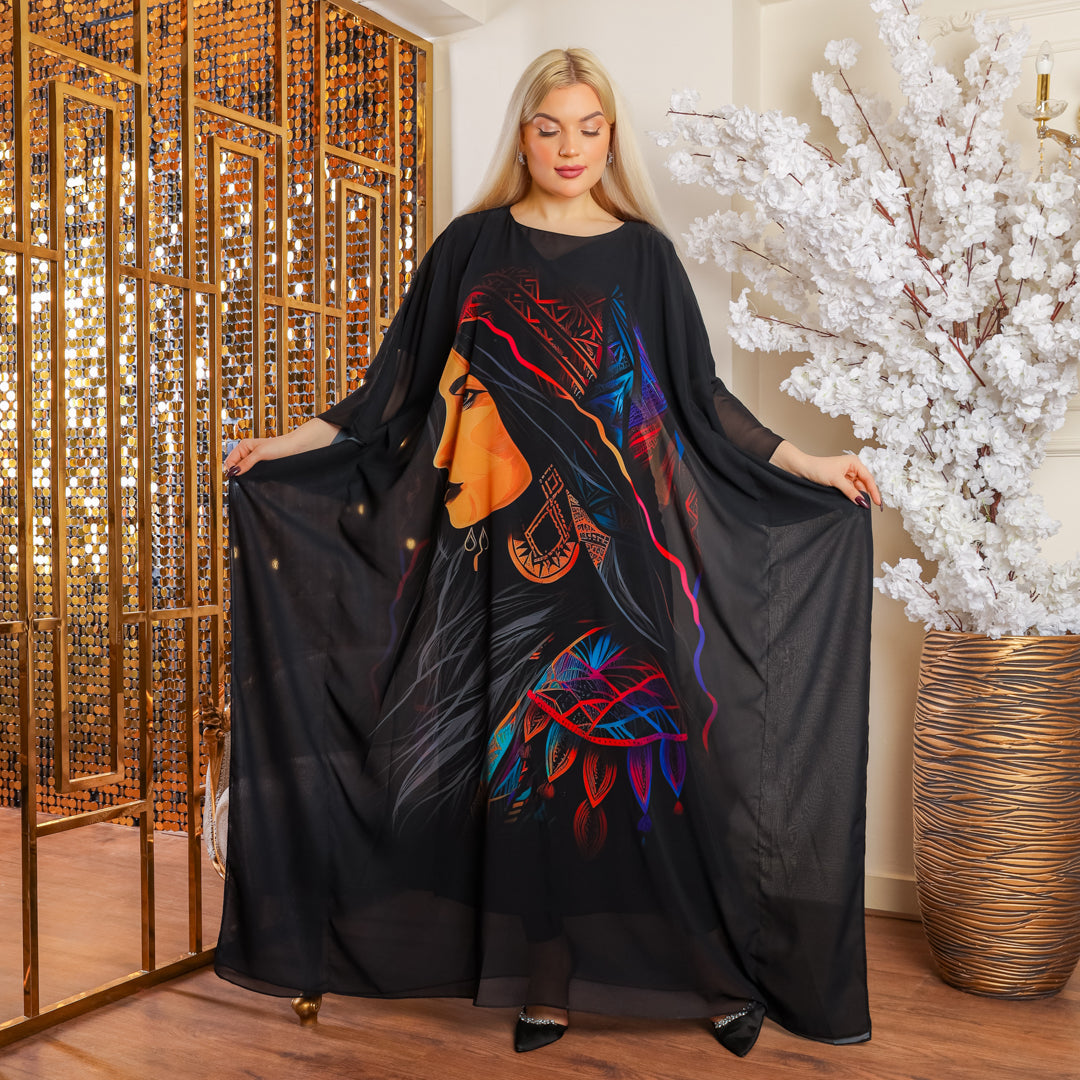 Dubai Chiffon Jalabiya- Printed