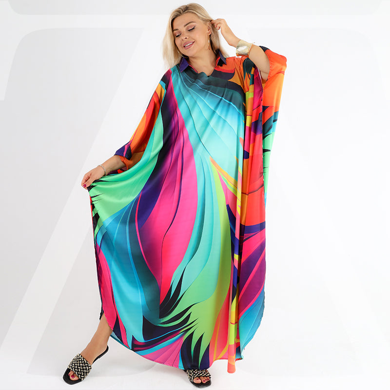 Silky Satin dress -butterfly design - printed