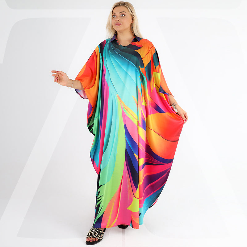 Silky Satin dress -butterfly design - printed