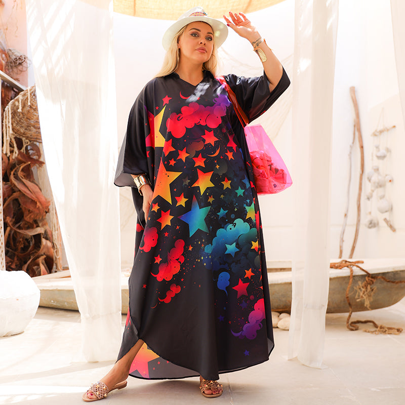 Silky Satin dress -butterfly design - printed