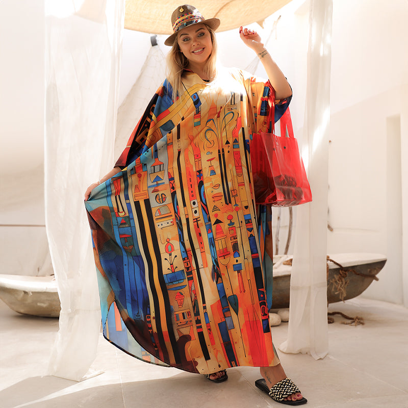 Silky Satin dress -butterfly design - printed