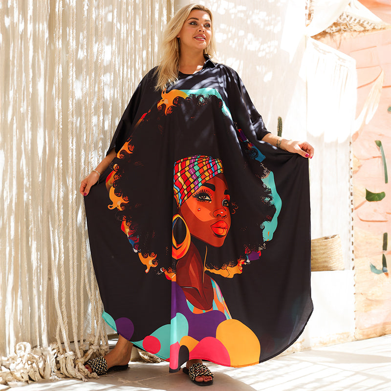 Silky Satin dress -butterfly design - printed