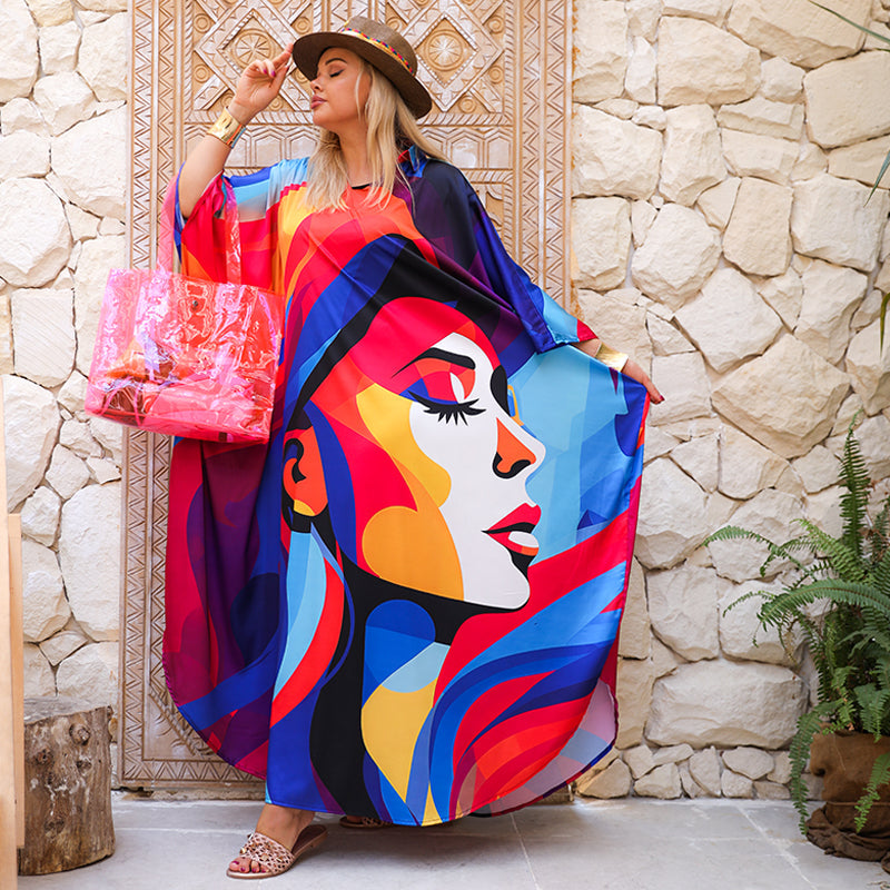 Silky Satin dress -butterfly design - printed