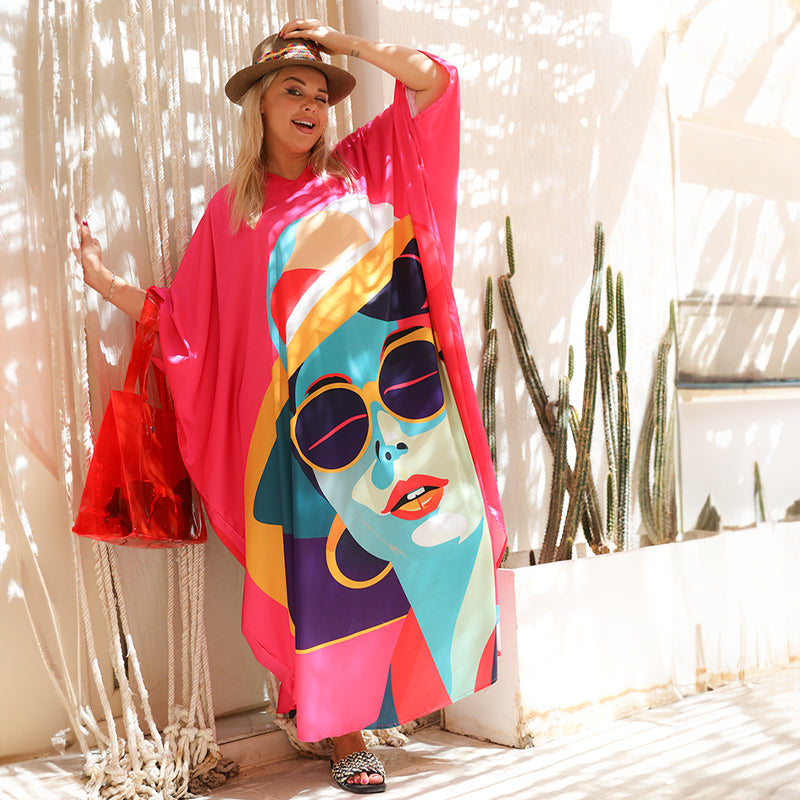 Silky Satin dress -butterfly design - printed