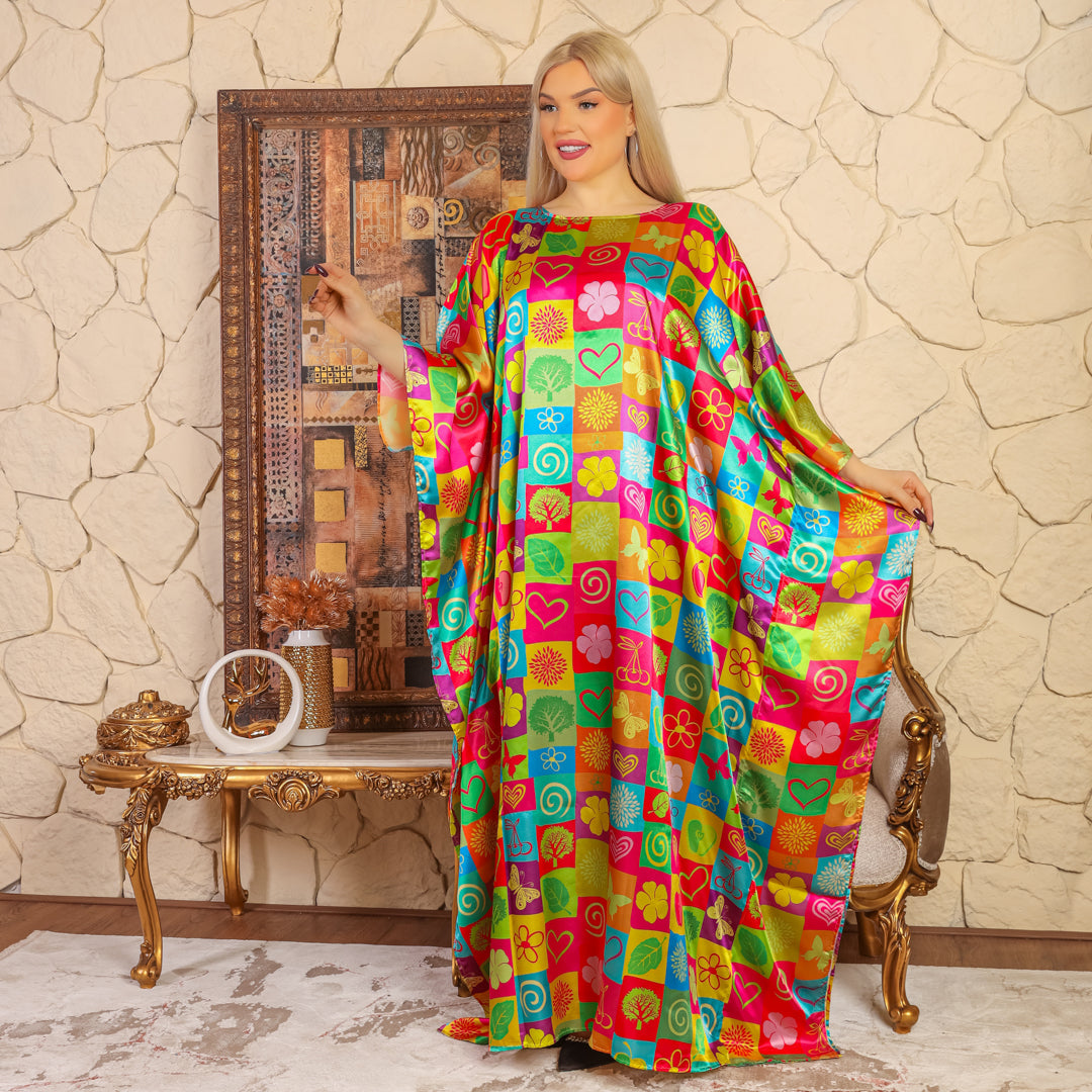 Dubai Silky Satin Jalabiya - Printed