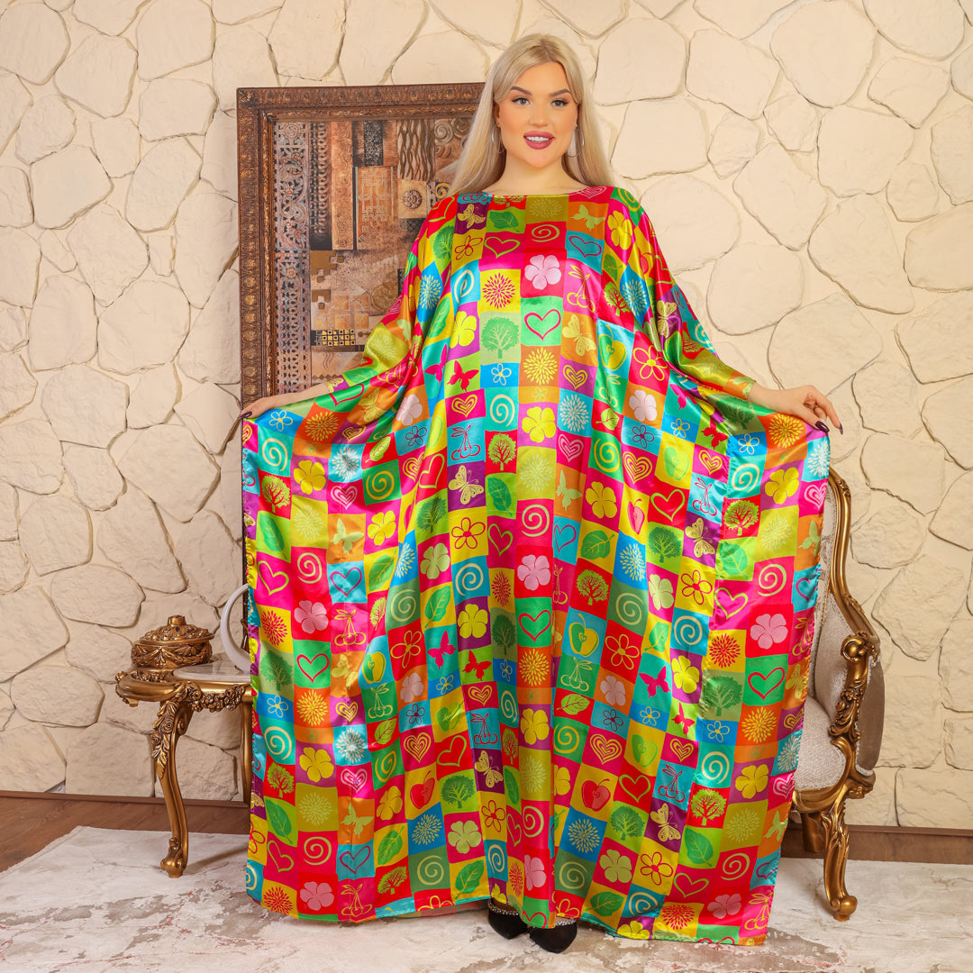 Dubai Silky Satin Jalabiya - Printed