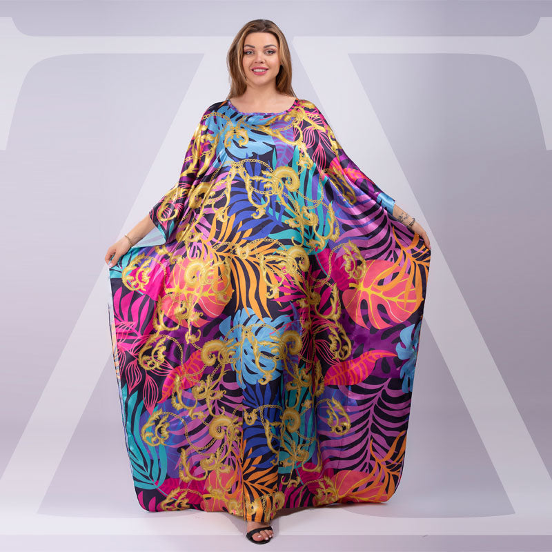 Dubai Silky Satin Jalabiya - Printed