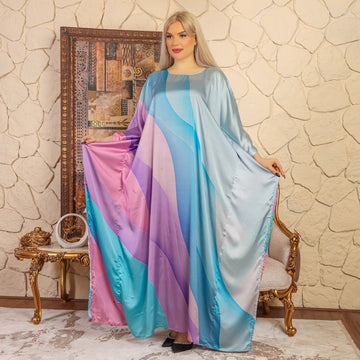 Dubai  Silky Satin Jalabiya - Printed