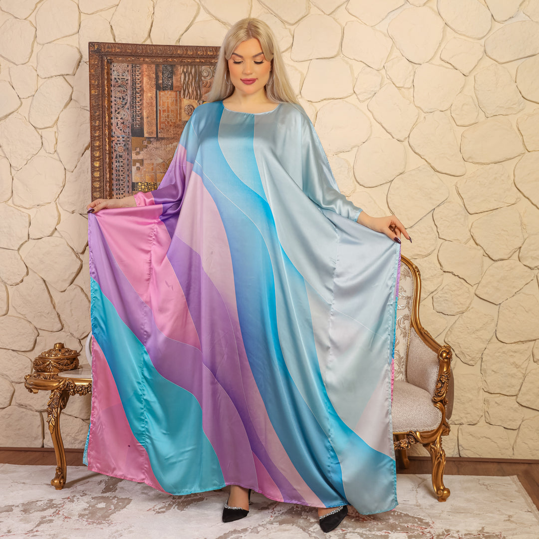 Dubai Silky Satin Jalabiya - Printed