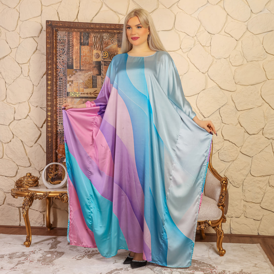 Dubai Silky Satin Jalabiya - Printed