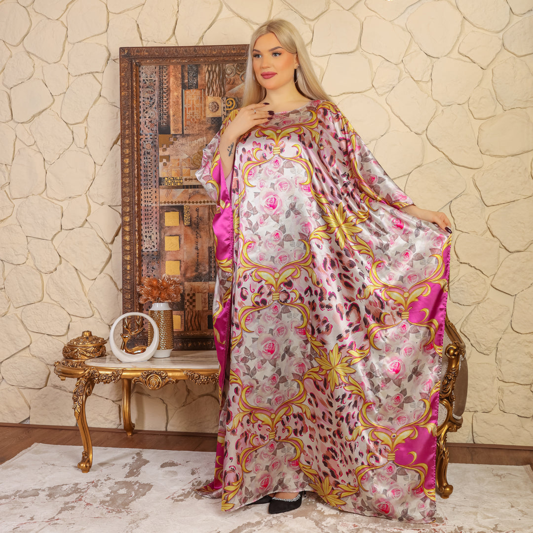 Dubai Silky Satin Jalabiya - Printed