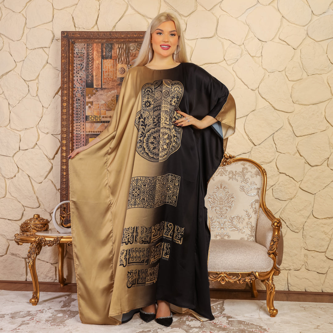 Dubai Silky Satin Jalabiya - Printed