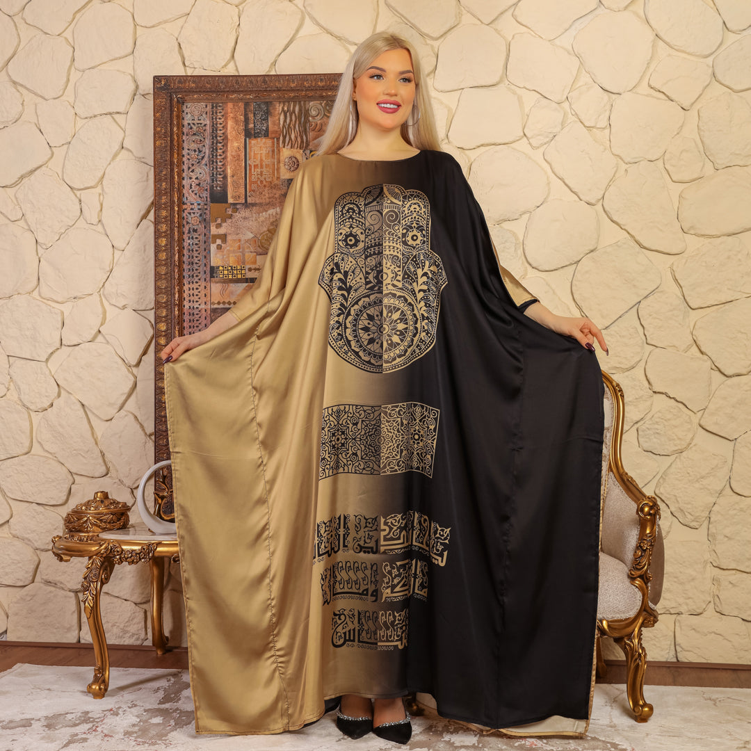 Dubai Silky Satin Jalabiya - Printed