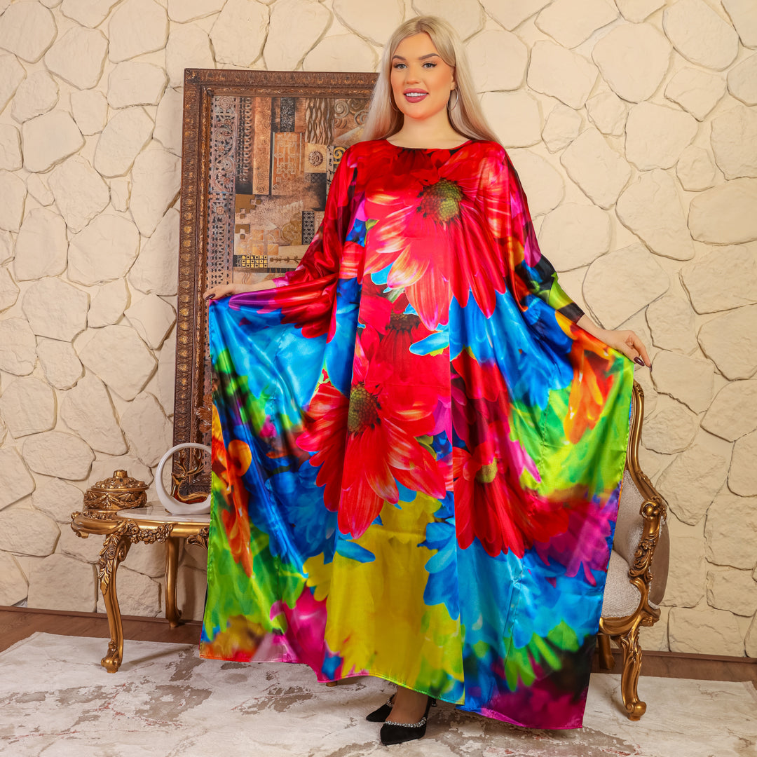 Dubai Silky Satin Jalabiya - Printed
