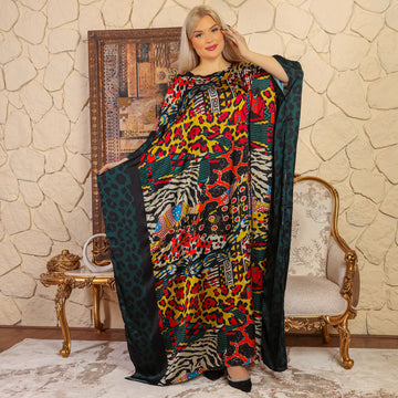 Dubai  Silky Satin Jalabiya - Printed