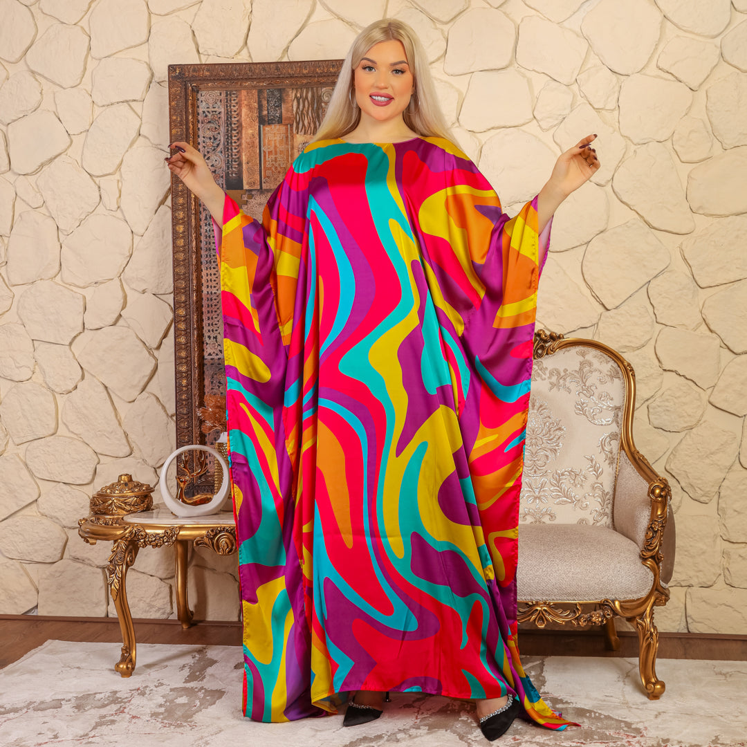 Dubai Silky Satin Jalabiya - Printed
