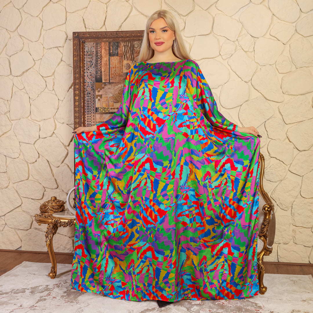 Dubai Silky Satin Jalabiya - Printed
