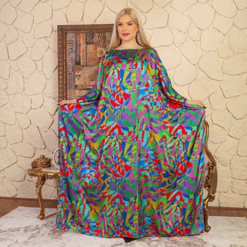 Dubai Silky Satin Jalabiya - Printed