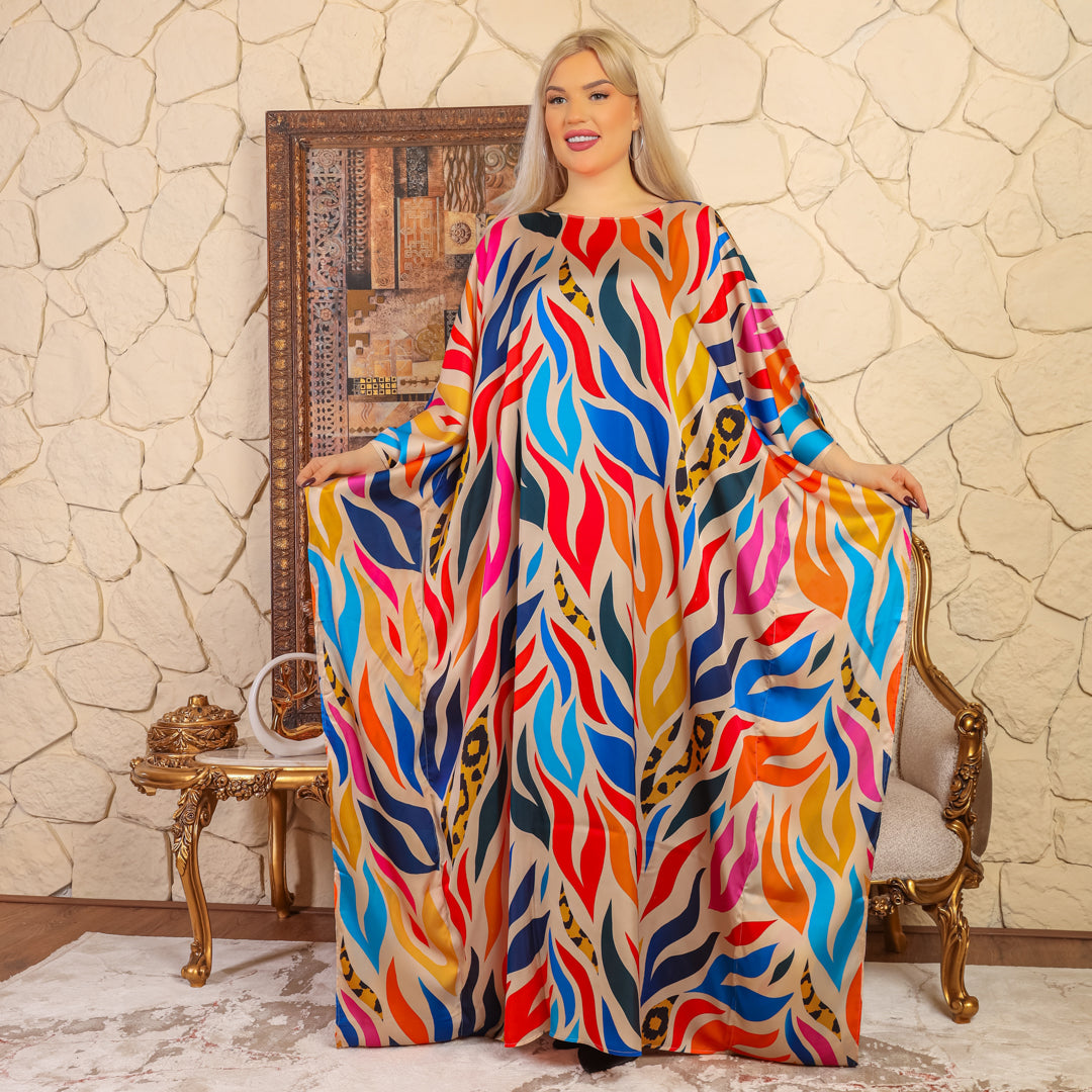 Dubai  Silky Satin Jalabiya - Printed