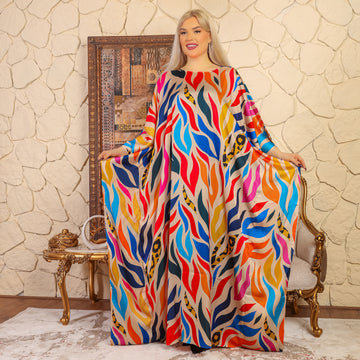 Dubai  Silky Satin Jalabiya - Printed