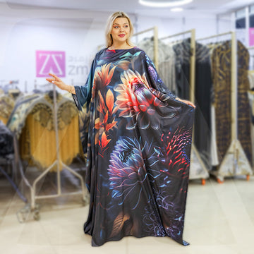 Dubai  Silky Satin Jalabiya - Printed