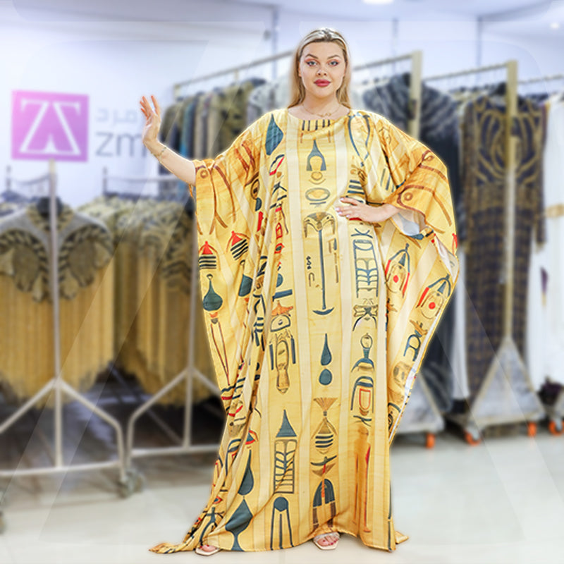 Dubai  Silky Satin Jalabiya - Printed