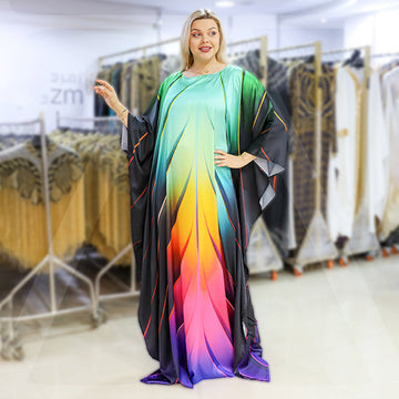 Dubai  Silky Satin Jalabiya - Printed