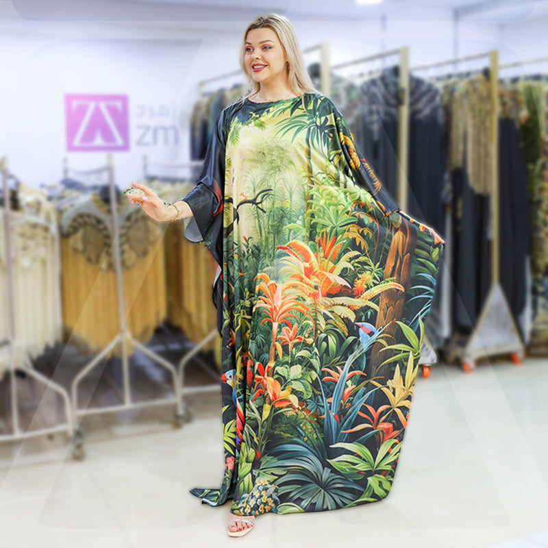 Dubai  Silky Satin Jalabiya - Printed