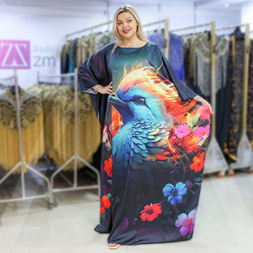 Dubai  Silky Satin Jalabiya - Printed