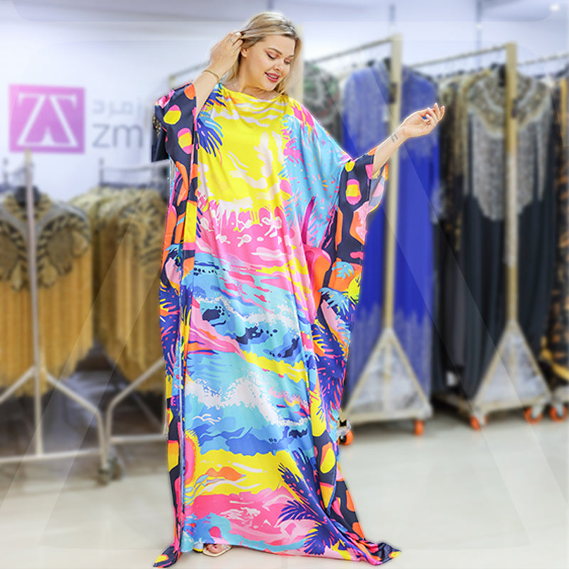 Dubai  Silky Satin Jalabiya - Printed