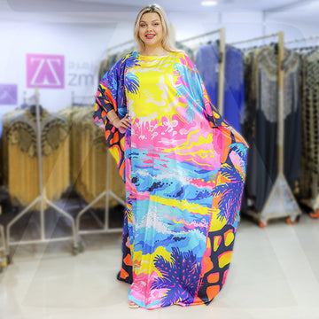 Dubai  Silky Satin Jalabiya - Printed