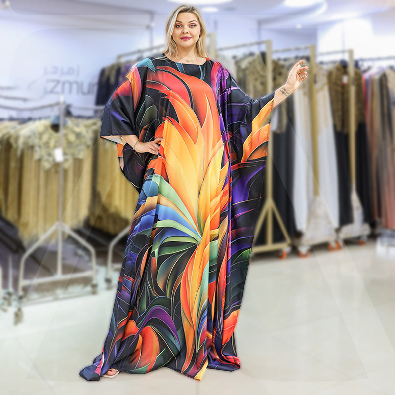 Dubai  Silky Satin Jalabiya - Printed