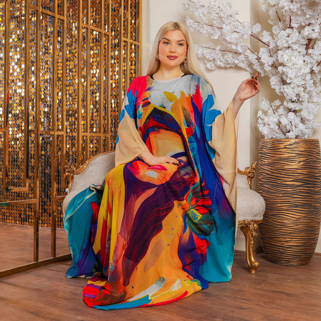 Dubai Chiffon Jalabiya- Printed